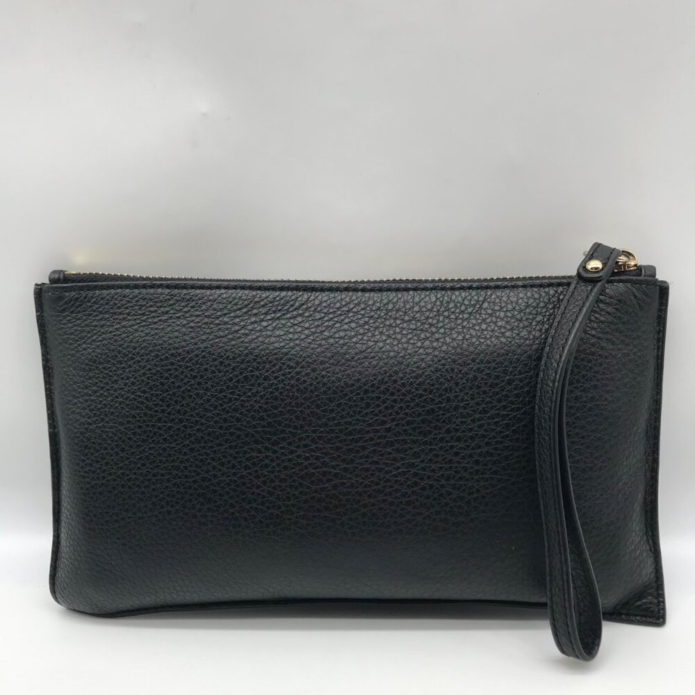 Michael Kors Black Pebbled Leather Fulton Large Writslet Clutch - Picture 2 of 11